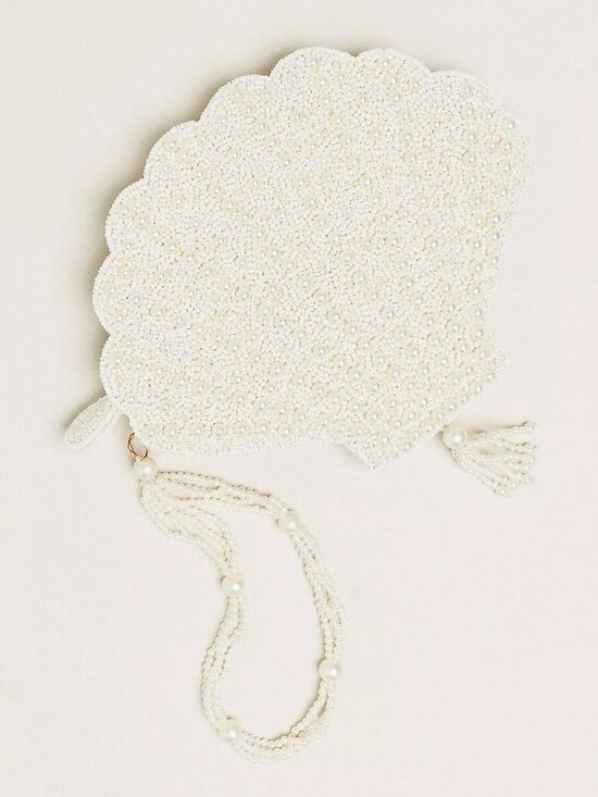 Anthropologie Handbags - Anthropologie Beaded Shell Crossbody Icon Bag | White | New With Tags